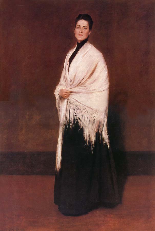 William Merritt Chase The lady wear white shawl